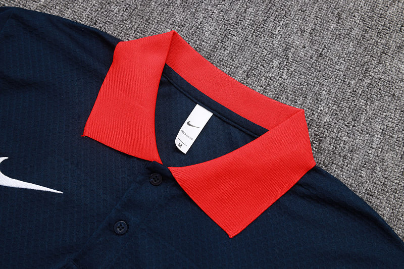 C2551# 2526polo巴黎上青色（红色衣领）-Paris Paris Jersey 10