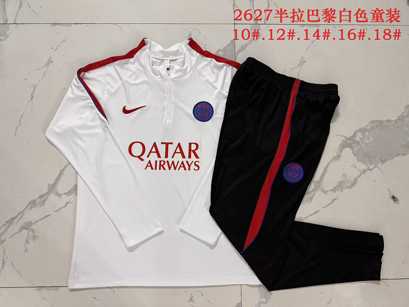 E26073# 2627半拉巴黎白色（红色配色）童装-Paris 26/27 Paris Jersey 3