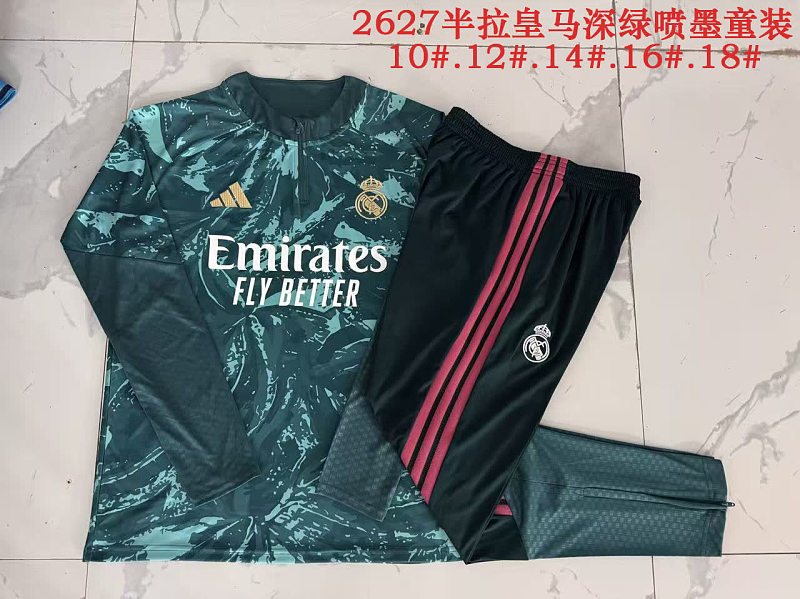 E26063# 2627半拉皇马深绿喷墨童装-Real 26/27 Real Madri Jersey 2
