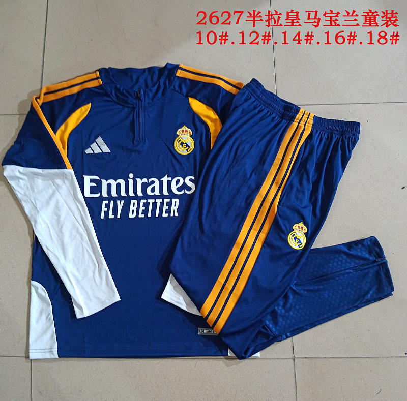 E26031# 2627半拉皇马宝兰（袖子白色）童装-Real 26/27 Real Madri Jersey 3