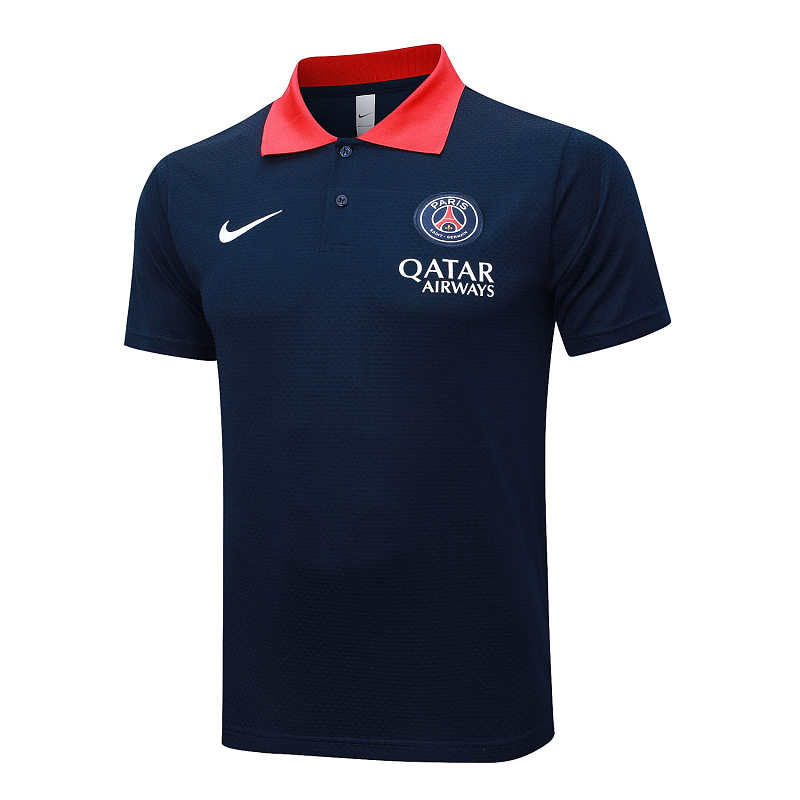 C2551# 2526polo巴黎上青色（红色衣领）-Paris Paris Jersey 5