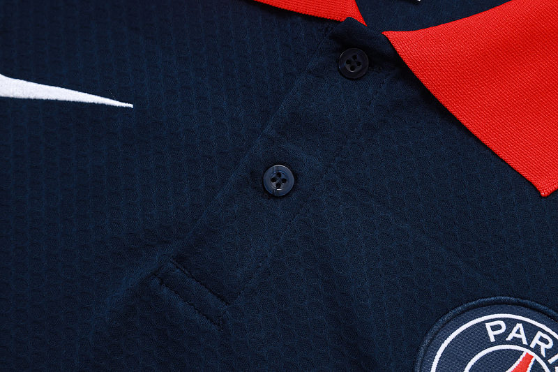 C2551# 2526polo巴黎上青色（红色衣领）-Paris Paris Jersey 11