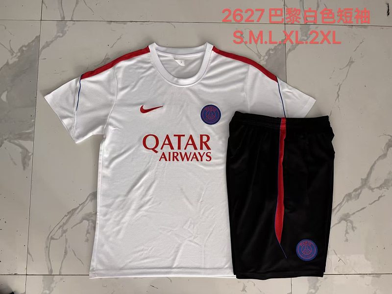 J26034# 2627短袖巴黎白色（配红色）-Paris 26/27 Paris Jersey 2