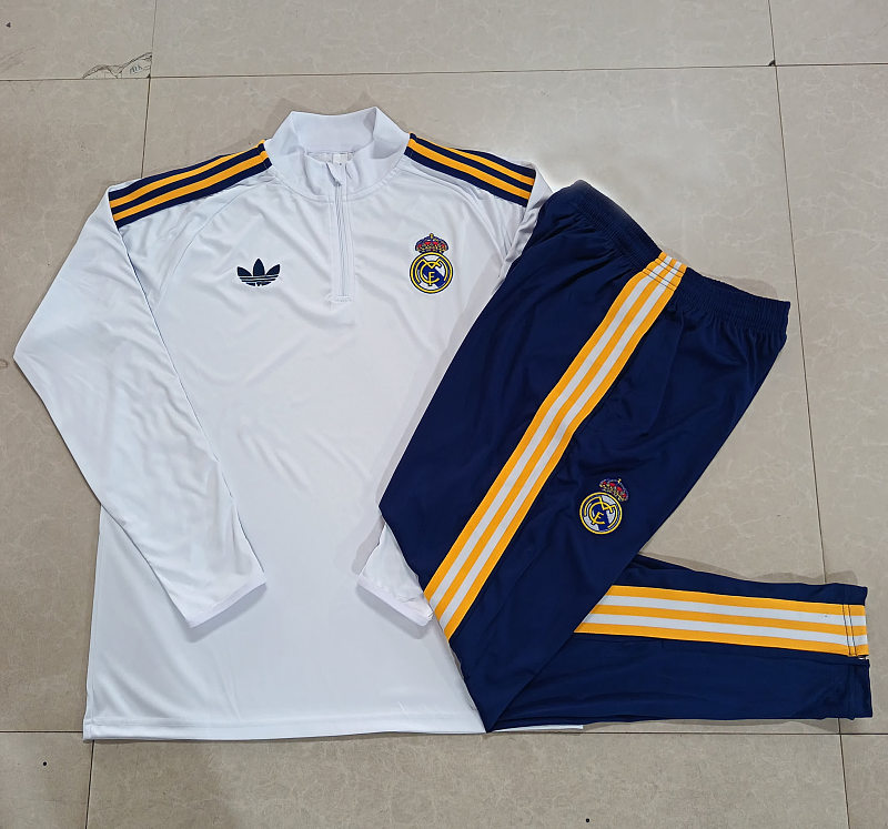 E26055# 2627半拉皇马白色（黄色织带）童装-Real 26/27 Real Madri Jersey 2