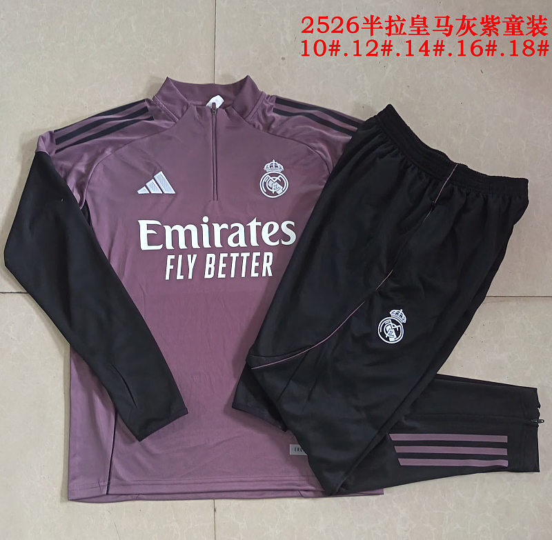 E25236# 2526半拉皇马灰紫童装-Real 25/26 Real Madri Jersey 3