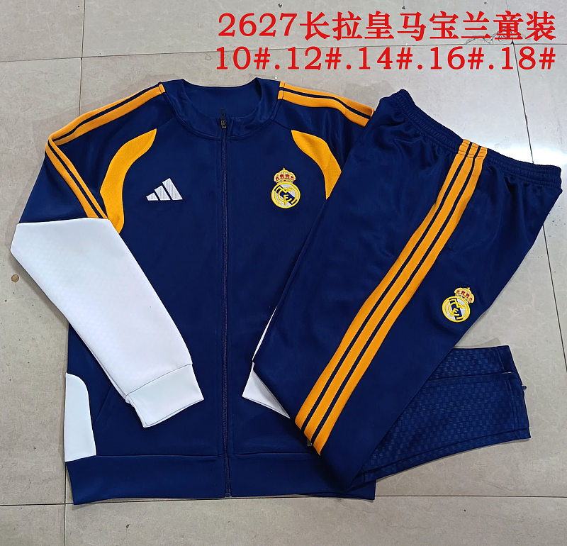 E26026# 2627长拉皇马宝兰（袖子白色）童装-Real 26/27 Real Madri Jersey 3