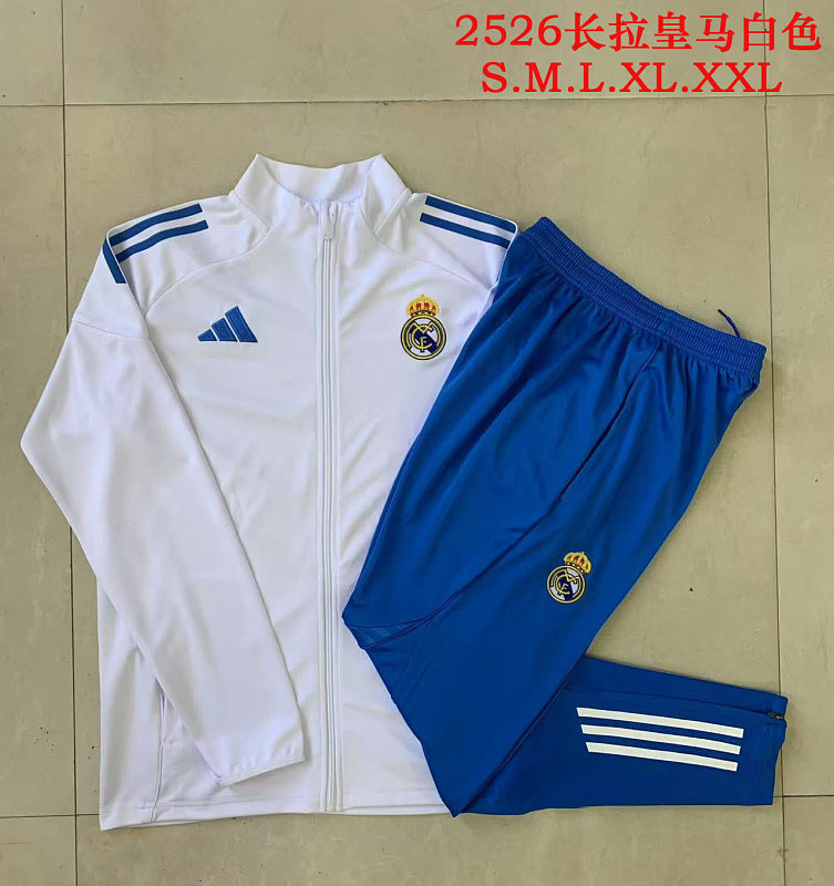 A2577# 2526长拉皇马白色（湖兰三边）-Real 25/26 Real Madri Jersey 3