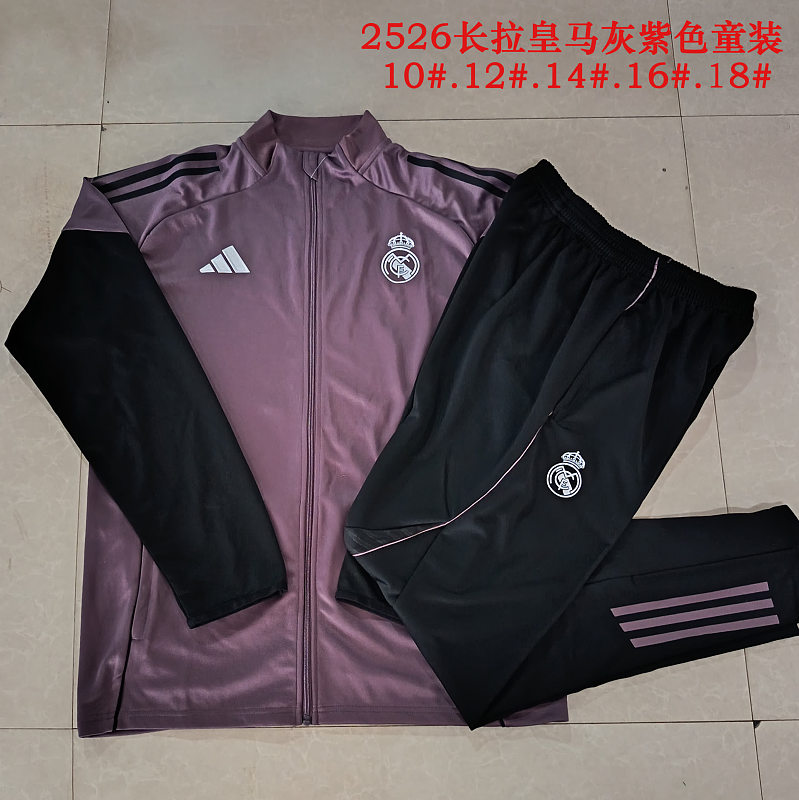 E26025# 2627长拉皇马灰紫童装-Real 26/27 Real Madri Jersey 3