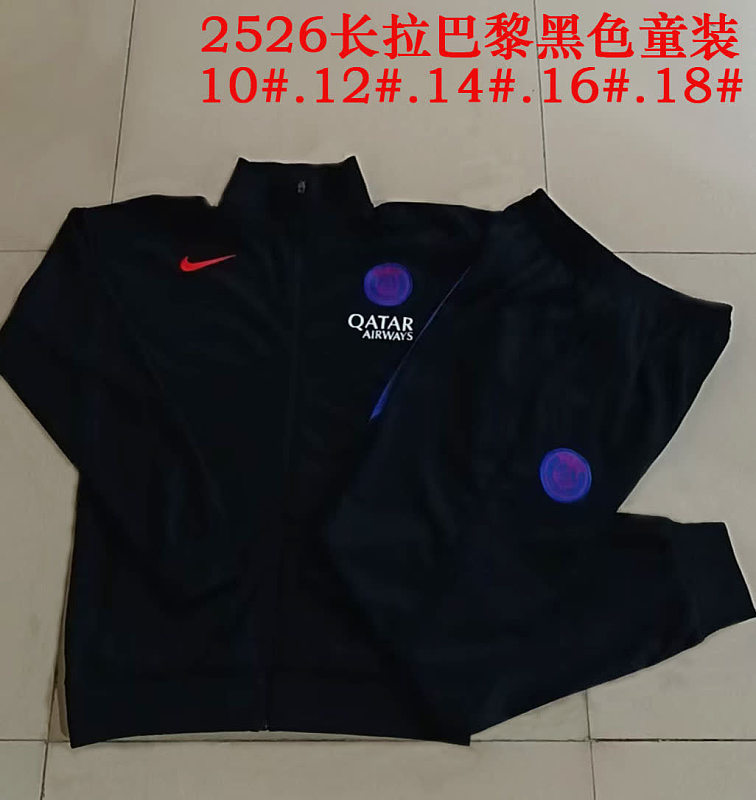 E25227# 2526长拉巴黎黑色（彩兰队徽）童装-Paris 25/26 Paris Jersey 3
