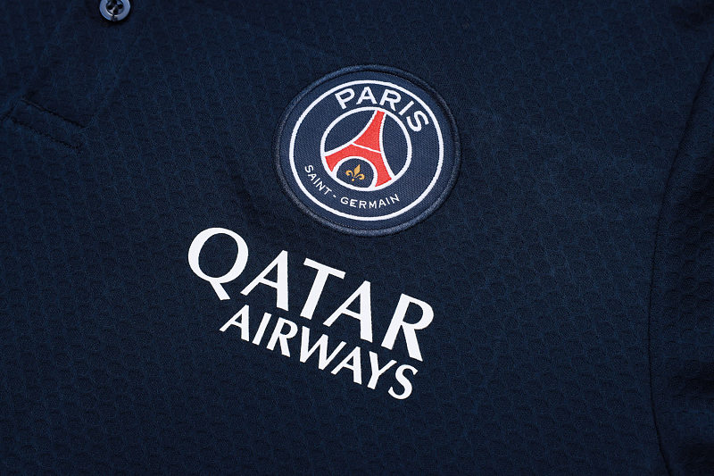 C2551# 2526polo巴黎上青色（红色衣领）-Paris Paris Jersey 12
