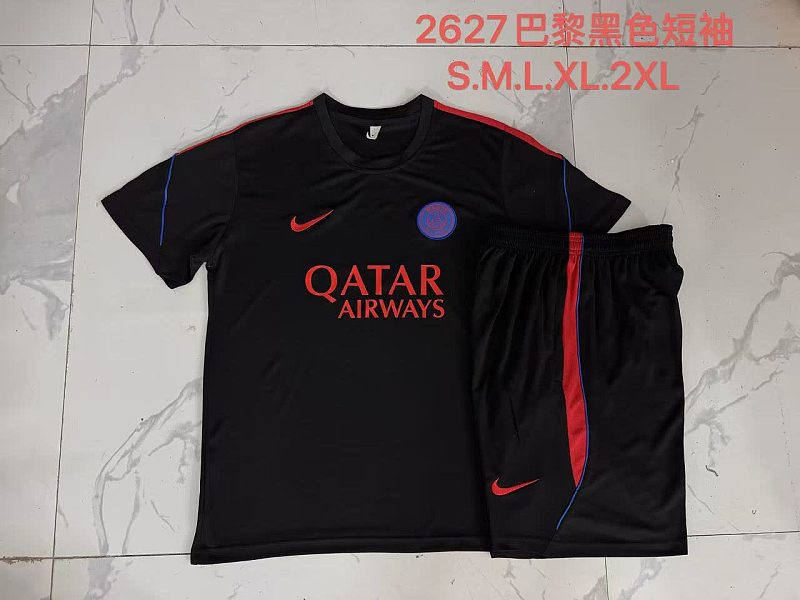 J26042# 2627短袖巴黎黑色（配红色）-Paris 26/27 Paris Jersey 2