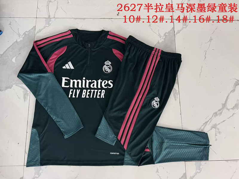 E26062# 2627半拉皇马深墨绿童装-Real 26/27 Real Madri Jersey 2