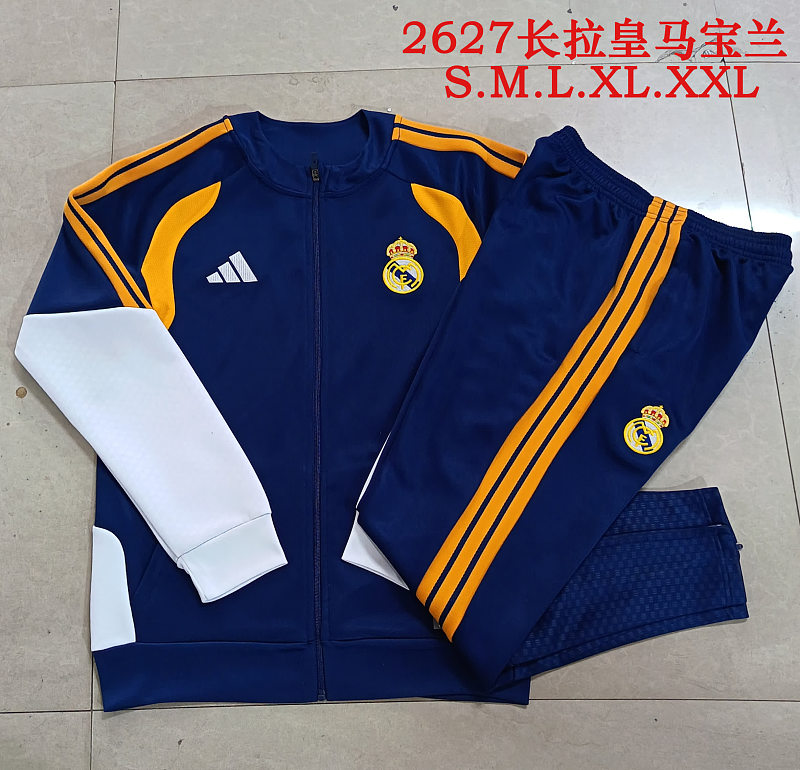 A26021# 2627长拉皇马宝兰（袖子白色）-Real 26/27 Real Madri Jersey 3