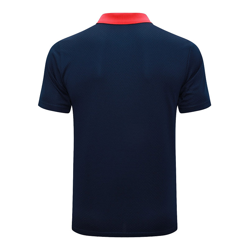 C2551# 2526polo巴黎上青色（红色衣领）-Paris Paris Jersey 8