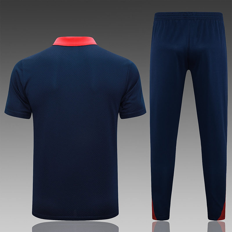 C2551# 2526polo巴黎上青色（红色衣领）-Paris Paris Jersey 9