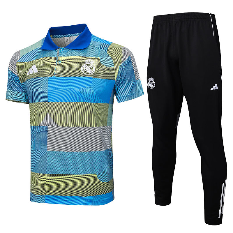 C2513# 2526polo皇马兰绿条纹喷墨-Real Real Madri Jersey 6