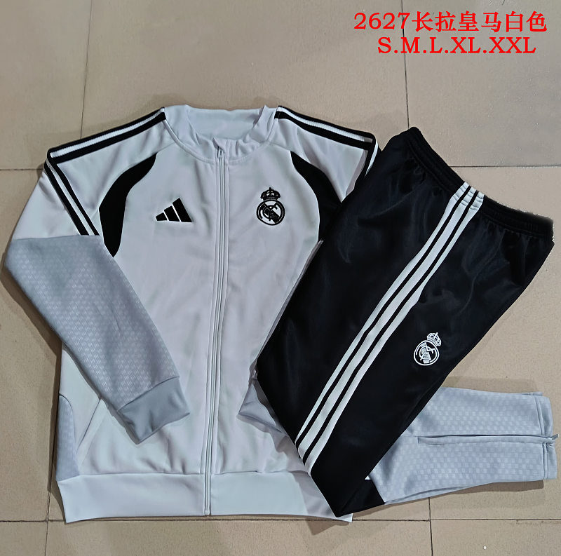 A26017# 2627长拉皇马白色(黑色配色）-Real 26/27 Real Madri Jersey 3