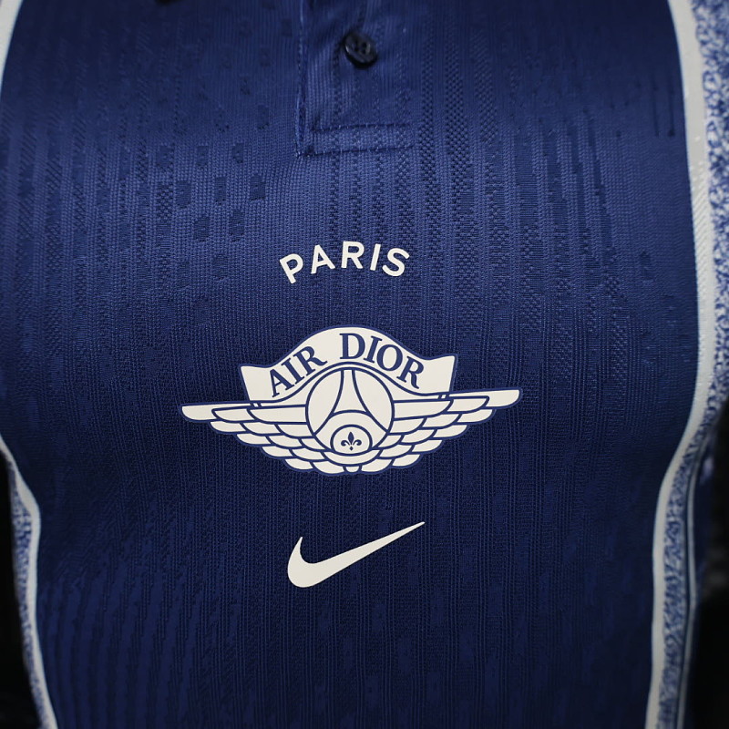 PSG 26/27 PSG x Dior Concept Toile de Jouy Navy Player Polo Shirt 4