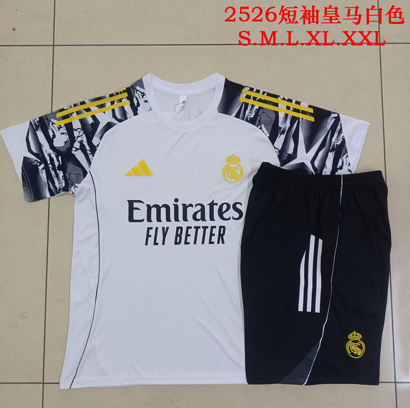 D25274# 2526短袖皇马白色（袖子喷墨）-Real 25/26 Real Madri Jersey 3