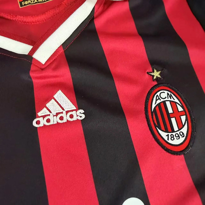 Milan 09/10 AC Milan Home Long Sleeve Kids Retro Size 16-28 8
