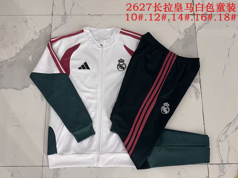 E26064# 2627长拉皇马白色（玫红配色）童装Real E26064# 2627 （ ） Real Madri 2