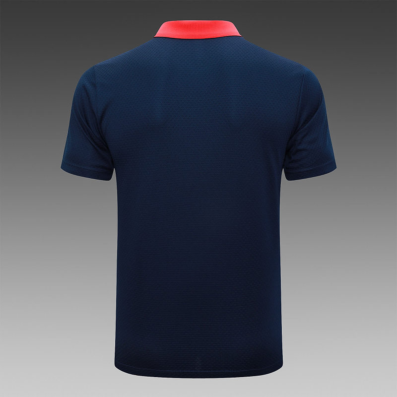 C2551# 2526polo巴黎上青色（红色衣领）-Paris Paris Jersey 7