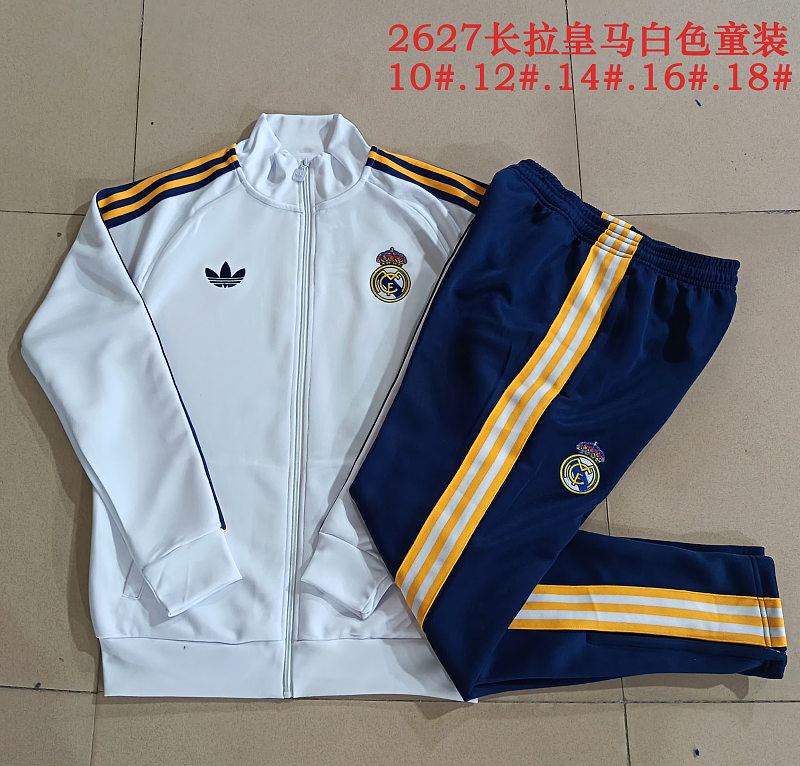 E26043# 2627长拉皇马白色（三叶草）童装-Real 26/27 Real Madri Jersey 3